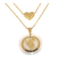 Imagem de Colar Duplo Minha Profissão Podologia Podóloga Folheado 18k