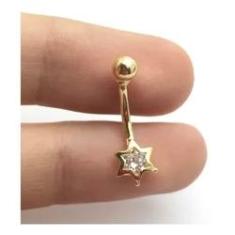 Imagem de Piercing Estrela Com Pedra Ponto Luz Umbigo Ouro 18K 04581 K120