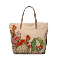 Imagem de COTT N CURLS Cactos floridos – carteiras de pulso para mulheres, bolsas transversais, sacola, bolsa para livros, lona 100% algodão, Cactos floridos