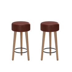 Imagem de Kit Com 02 Banco Banqueta Pés Palito Paris Napa Telha - Salaone