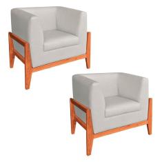 Imagem de Kit 02 Poltronas Lucy Linho Bege A19 Castanho