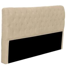 Imagem de Cabeceira Casal Estofada Para Cama Box Glass Veludo Bege