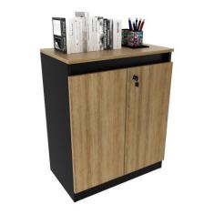 Imagem de Balcão Escritório Com Chave Multimóveis Cr25046 Amêndoa/Preto