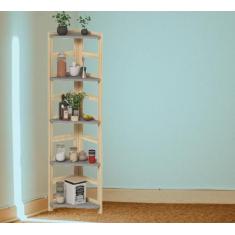 Imagem de Armário De Cozinha De Madeira Maciça Canto Zoe Natural Nicho Cinza - N