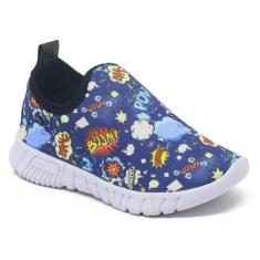 Imagem de Tênis Infantil Escolar Calce Facil Rosa Leve Confortável Azul E Preto