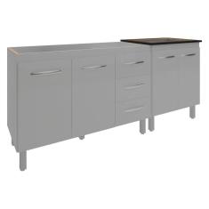 Imagem de Armário Cozinha Gabinete Pia De 120 Cm Bruna E Balcão Fran Para Cooktop 5 Bocas Branco