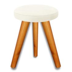 Imagem de Banqueta Puff JB Redondo Luxo Sala Com Pés De Madeira Maciça (Palha)