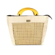 Imagem de Bolsa Feminina Palha Treliça Zíper Lisa Conforto Casual