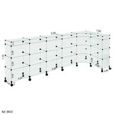 Imagem de Balcão de Atendimento L Modulado em Vidro com Rodízios 2,50 x 1,10 x 1,00