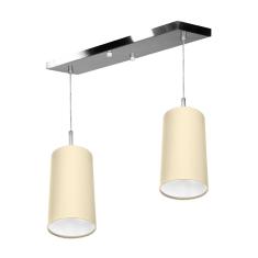 Imagem de Lustre Pendente Cilindrico Duplo Base Retangular Bege