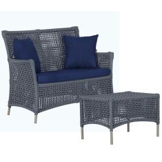 Imagem de 1 Sofá Área e Mesa Igapó Alumínio Pintura Fendi Corda Náutica Estofado Impermeável Almofada 10 Trama