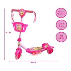 Imagem de Patinete Infantil Rosa Com Cestinha Luzes E Sons Dm Radical