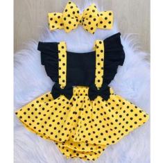 Imagem de Jardineira Body Romper Infantil Bebe Fantasia Mesversario Abelhinha - 