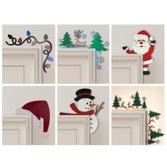 Imagem de Decorações de Natal de madeira 2024, enfeite de porta, enfeite interno, moldura de canto, decoração, parede, madeira, madeira, vintage, janela, garagem, quintal, Papai Noel, floresta criativa (6 peças