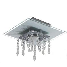 Imagem de Plafon de Vidro com Cristal para 01 Lâmpada - Aceita Lâmpada de LED - Branco