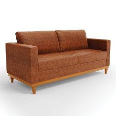 Imagem de Sofá 03 Lugares Juliette Corano Base Madeira Castanho - D'Rossi