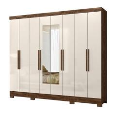 Imagem de Guarda Roupa Diplomata 236cm 8 Portas Castanho Wood Off White Com Espe