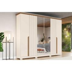 Imagem de Guarda Roupa Casal 6 Portas e 6 Gavetas Napoli Off White/Nature - Henn