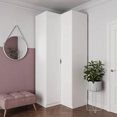 Imagem de Guarda Roupa de Canto Reto Modular 3 Prateleiras 2 Gavetas Hera Cabecasa Madeiramadeira Branco Geada