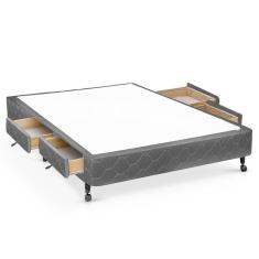 Imagem de Cama Box Base C Gavetas Casal Poli Tecido Gray 138X27 C 4 Gavs Castor