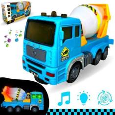 Imagem de Caminhão Betoneira Brinquedo Realista Com Som Luz Bate Volta - Europio