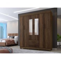 Imagem de Guarda Roupa 6 Portas Com Espelho Copacabana Benetil Cor:imbuia