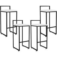 Imagem de Kit 04 Banquetas Alta Para Cozinha Sala De Jantar Hanna L02 Preto Corano Branco - Lyam Decor