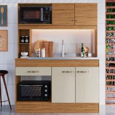 Imagem de Cozinha Compacta Zeta 4 Portas 1 Gaveta Naturalle/Cristal - Decibal