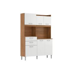 Imagem de Cozinha Modulada Completa Harmonia c/ 6 Portas e 2 Gavetas 132x183 Amendola/Branco - Demóbile