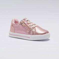 Imagem de Tênis Infantil Menina Casual Acetinado Calce Fácil Zíper Rosa-Feminino
