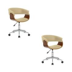 Imagem de Kit 2 Cadeiras para Escritório Diretor Giratória Regulável Turim Nude