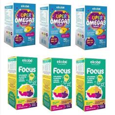 Imagem de 3x Focus Kids Para Memória + 3x Super Ômega 3 - Ekobé Kids