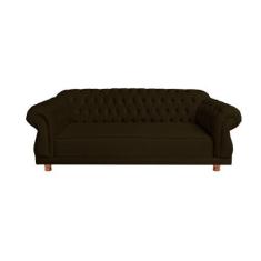 Imagem de Sofá Chesterfield Capitone Elisabeth Suede Marrom 2,30 - Novo Encanto