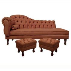 Imagem de Divã Recamier Namoradeira Larissa 140cm com Capitonê - Direita + 02 Pu