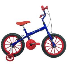 Imagem de Bicicleta Infantil Passeio Aro 16 Com Rodinhas Masculina Azul