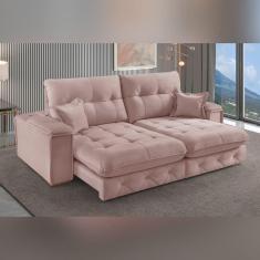 Imagem de Sofá Retrátil Reclinável com Usb 250cm Istambul Yescasa Rose