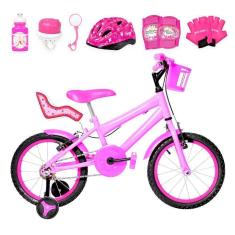 Imagem de Bicicleta Infantil Aro 16 Alumínio Kit Premium Rosa E Pink