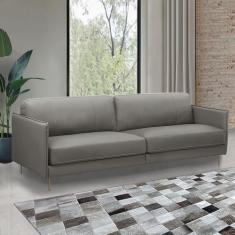 Imagem de Sofá Decorativo Anthony 4 Lugares Sala de estar 270cm Pés em Aço Couro Grafite G88 - Gran Belo