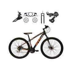 Imagem de Bicicleta Aro 29 GTI Roma Shimano 24v K7 Freio a Disco Hidráulico Garfo Com Trava - Preto\Laranja