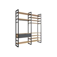 Imagem de guarda-roupa closet modulado industrial philly 1 gv cedro e grafite 197 cm