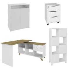 Imagem de Conjunto Escritório Home Office 4 Peças Golden A06 Olmo/branco - Mpoze