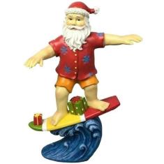 Imagem de Enfeite de Natal Papai Noel Surfista 21cm Resina