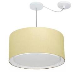 Imagem de Lustre Pendente Cilíndrico Com Desvio Md-4315 Cúpula em Tecido 50x30cm Algodão Crú - Bivolt
