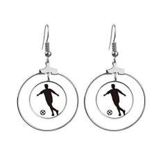 Imagem de Brincos de futebol com silhueta esportiva de futebol com argola pendurada, joia circular