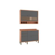 Imagem de Cozinha Completa Syrah 2 Peças (1 Armário + 1 Balcão) C2p05 Castanho/chumbo - Ronipa