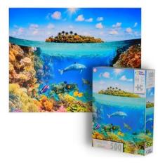 Imagem de Quebra-Cabeça Corais No Mar Golfinho 500 Peças Desafiador - Pais E Fil