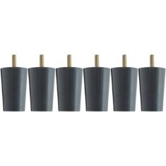 Imagem de Kit 6 Pés Para Cama Box Solteiro 6cm Box Baú Preto Madeira - Zanline