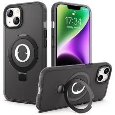 Imagem de BUGARORE Capa para iPhone 13 com suporte magnético invisível compatível com MagSafe, capa translúcida com iniciais para iPhone 13 6,1 polegadas, presente para homens, capa de telefone fina