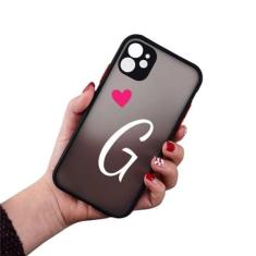 Imagem de Letra inicial AZ Love Heart Couples Phone Case para iPhone 11 12 13 14 15 Pro Max Mini X XR XS 7 8 Plus Capa de silicone Fundas,7, para iPhone 15