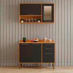 Imagem de Cozinha Compacta 2 Peças 5 Portas 2 Gavetas Paris Sallêto Cinamomo Com